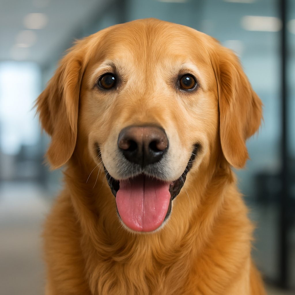 photo is an Ai image of a golden retriever to represent a real golden retreiver